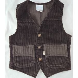 Levi Strauss Boy's Size 4 Corduroy Vintage Vest Button Pockets Brown 1960s